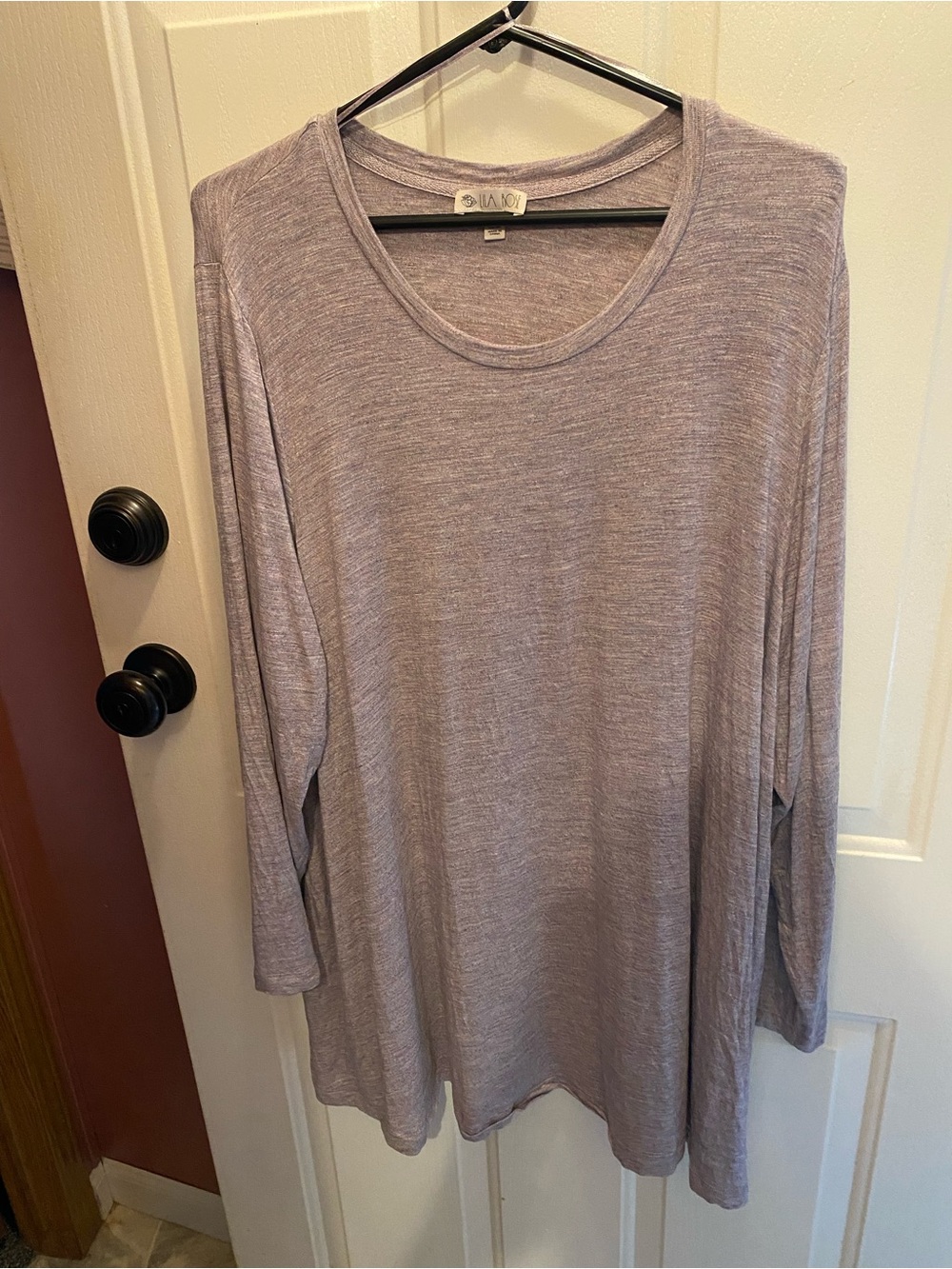 Lila Rose Heather Lavender Long Sleeve Scoop Neck Top